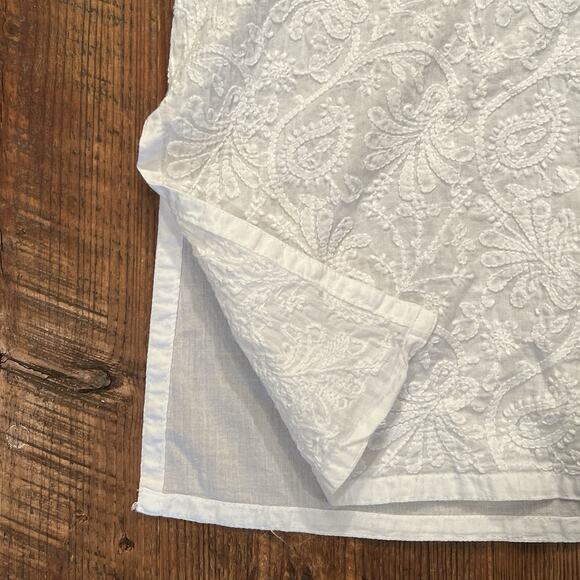 JAYSHREE DALAL Hand Embroidered Tunic Top White Women's Size Medium Boho Beachy - Picture 13 of 14